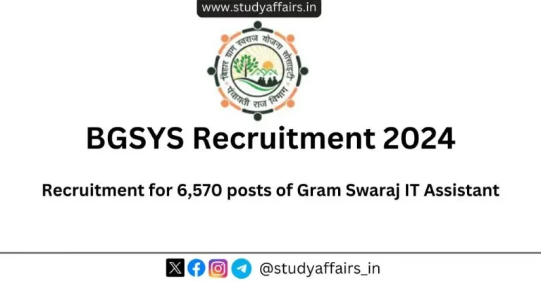 BGSYS released notification of Gram Swaraj IT Assistant Recruitment 2024. 6,570 posts of Accountant and Income Tax Assistant.