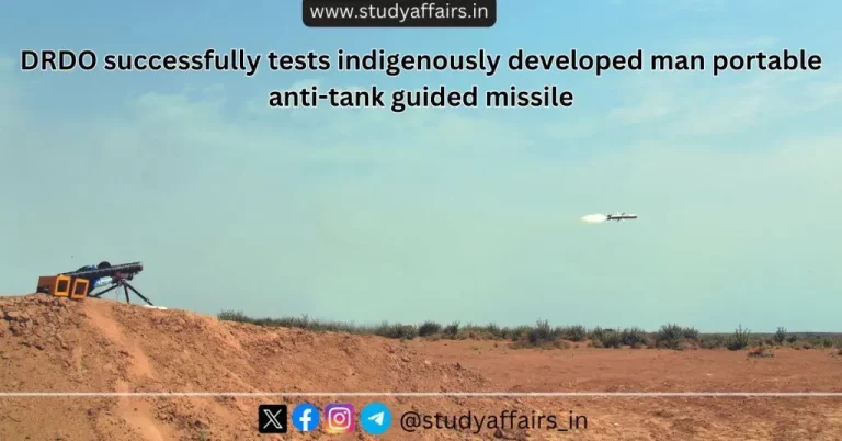 DRDO and Indian Army test-fired the indigenous Man Portable Anti-Tank Guided Missile (MPATGM) weapon system on April 13, 2024.