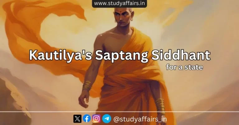 According to Kautilya's Saptang Siddhant, there are 7 parts of the state - Swami, Amatya, Janapada, Durg, Kosh, Danda and Mitra.