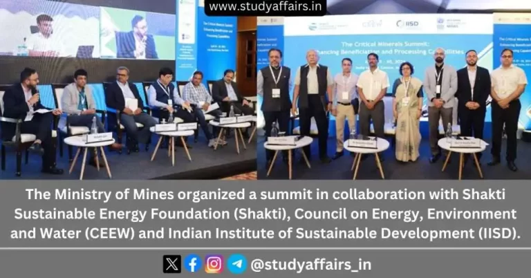 Two-day Mineral Summit organized by Ministry of Mines. Shakti Sustainable Energy Foundation, Energy, Environment and Water Council