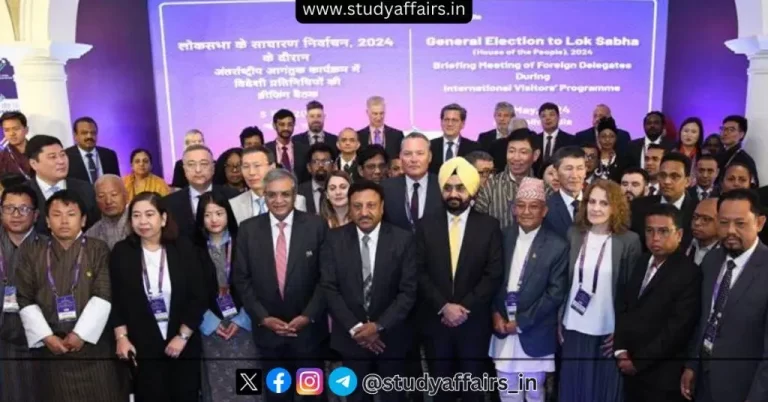The International Election Visitors Program was organized in the presence of CEC Rajeev Kumar, EC Gyanesh Kumar and Sukhbir Singh Sandhu.