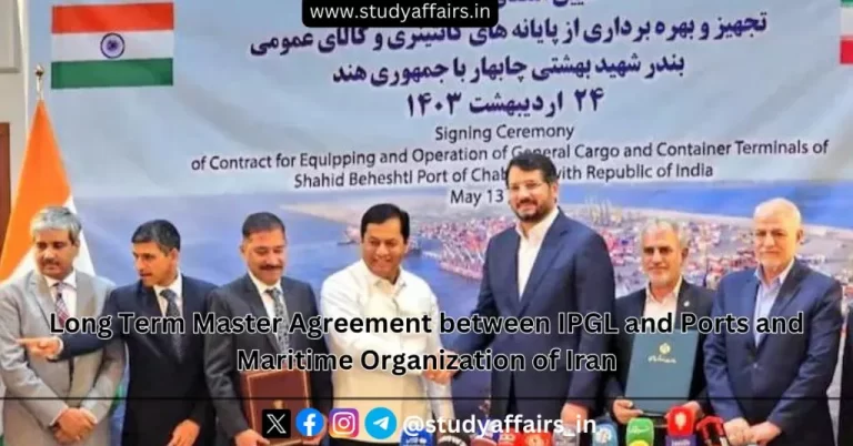 Long Term Master Agreement between India Port Global Limited (IPGL) and Ports and Maritime Organization of Iran (PMO)